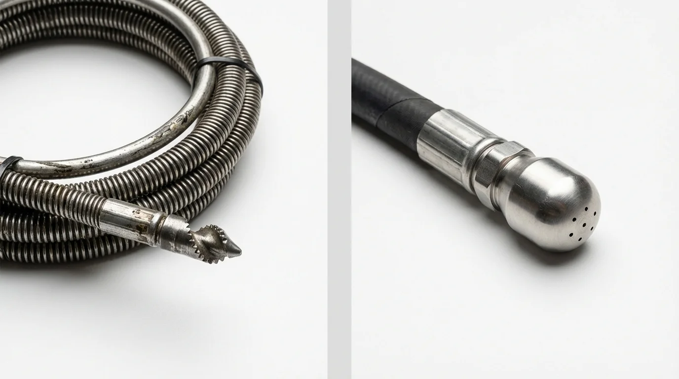 Drain snake cable and hydro jetting nozzle used for drain cleaning in Mount Vernon, OH