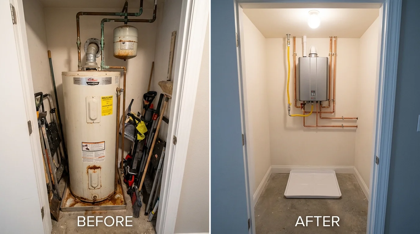 Tank water heater versus wall-mounted tankless unit comparison for Mount Vernon, OH homeowners